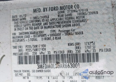 2010 Mercury Milan Hybrid из США, поврежденный, VIN 3MEDM0L30AR663001